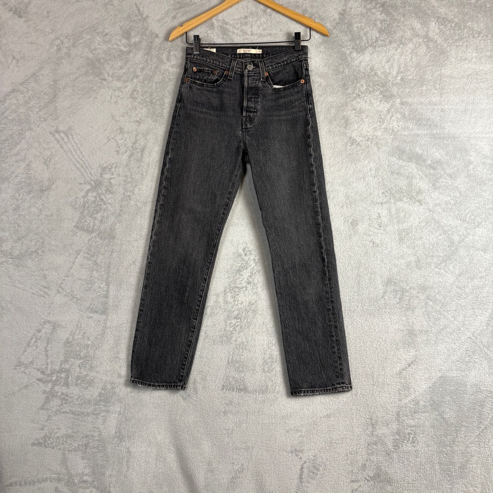 Levi's Wedgie Straight High Rise Jeans Washed Black 34964-0072 Womens 25 x 28